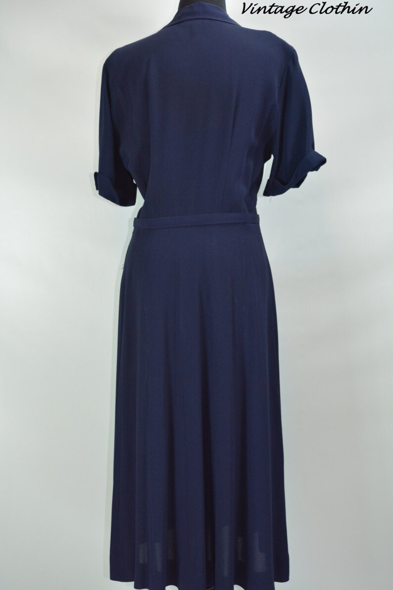 1940s Kay Harper Classics Navy Embroidered Dress With - Etsy