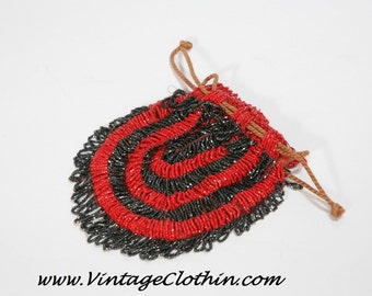 1920s Flapper Purse/Antique Glass Beaded Purse, Flapper Purse, Flapper Handbag, 1920s Purse, 1920s Handbag, Glass Bead Purse,