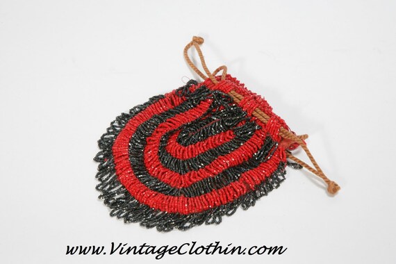 1920s Flapper Purse/Antique Glass Beaded Purse, Fl