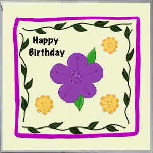 Cartão de aniversário com design de flores, presente, feminino,