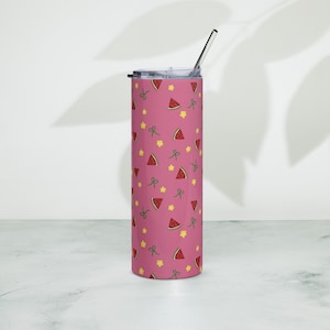Pink Watermelon Design Edelstahlbecher, Geschenk, heiße oder kalte Getränke