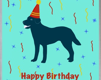 Black Labrador Happy Birthday Card, Men Women Gift Kids