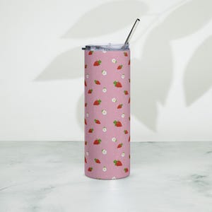 Erdbeer Design Edelstahlbecher, Geschenk für sie, heiße oder kalte Getränke