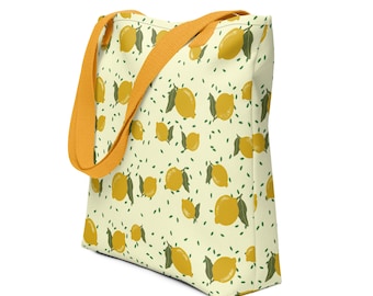 Lemon Design Tote Bag: Handgezeichnetes Kunstwerk, Sommer-Strandtasche