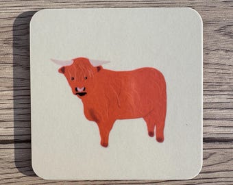 Highland Cow Design Coaster,  Friends, Gift, Men, Women