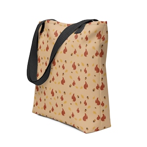 Red Squirrel Design Tote bag, gift, autumn design, shopper