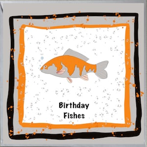 Tarjeta de cumpleaños de peces, regalo, hombres, niños