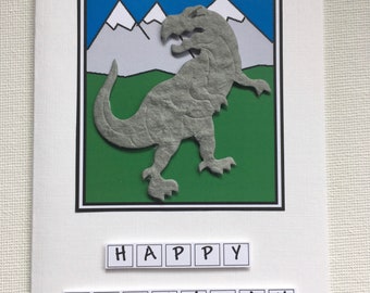 Handmade dinosaur - T-rex birthday card