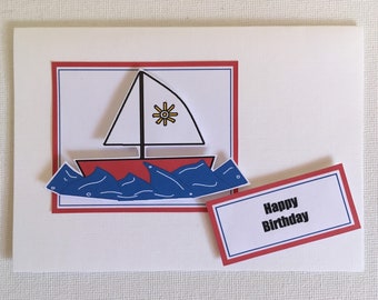 Handmade 3D Sail boat birthday card