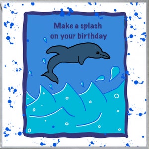 Dolphin Design Faça um respingo em seu cartão de aniversário, presente, homens, mulheres, crianças