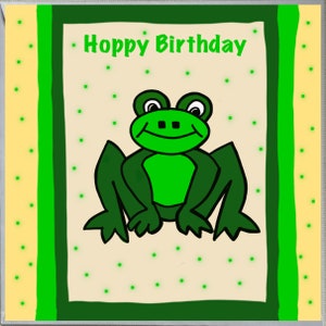 Frog Design Hoppy Birthday Card, Gift, Women, Kids, Men