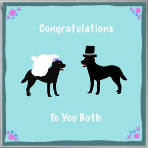 Biglietto di auguri di congratulazioni con design Labrador nero, fidanzamento, matrimonio, anniversario
