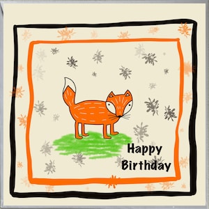 Carte d'anniversaire Fox Design, cadeau, femme, enfant