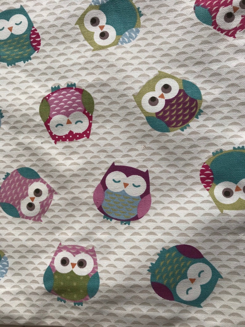 Handmade Owl fabric tote bag
