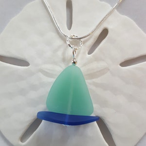 Sailboat Necklace  Sea glass jewelry, OPAQUE GREEN Nautical Beach Glass Necklace, Sea Glass Necklace Pendant, sailing necklace