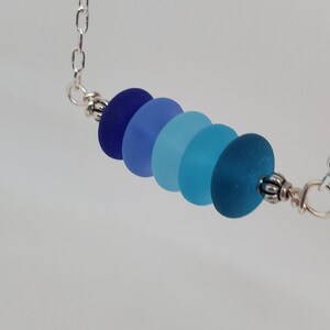 Sea glass necklace jewelry, Shades of OCEAN BLUE Beach Glass Bar Necklace , Sea Glass Necklace , Bridesmaid necklace , handmade necklace