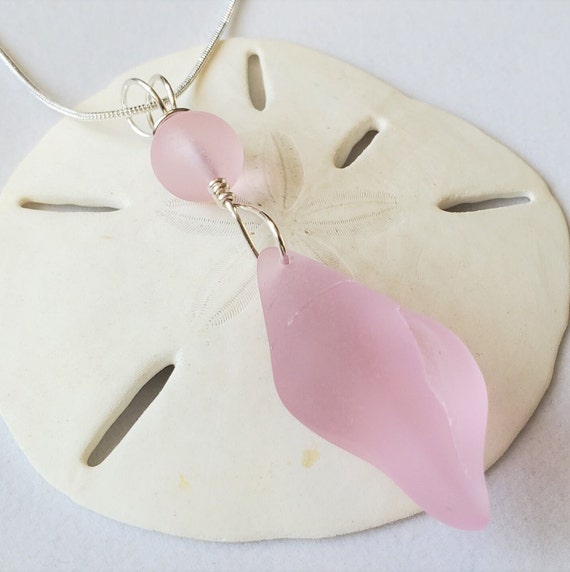 Pink Sea Glass Necklace Jewelry, 