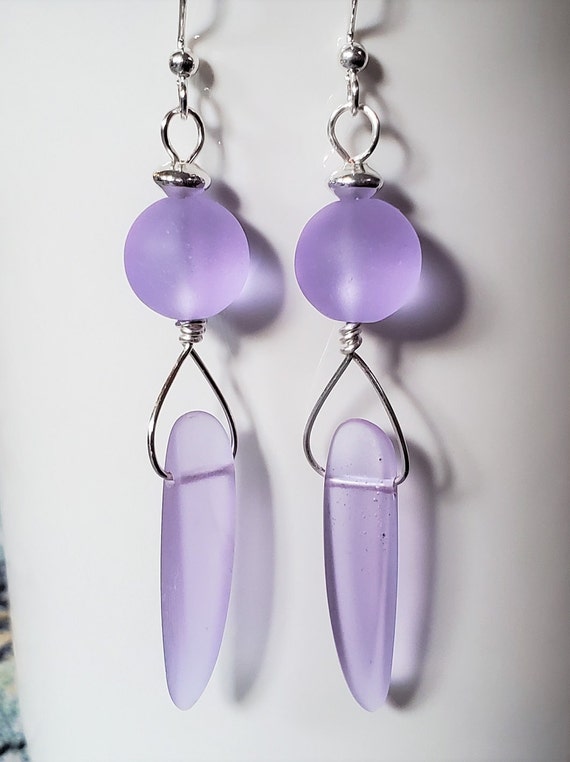 Purple sea cheap glass earrings