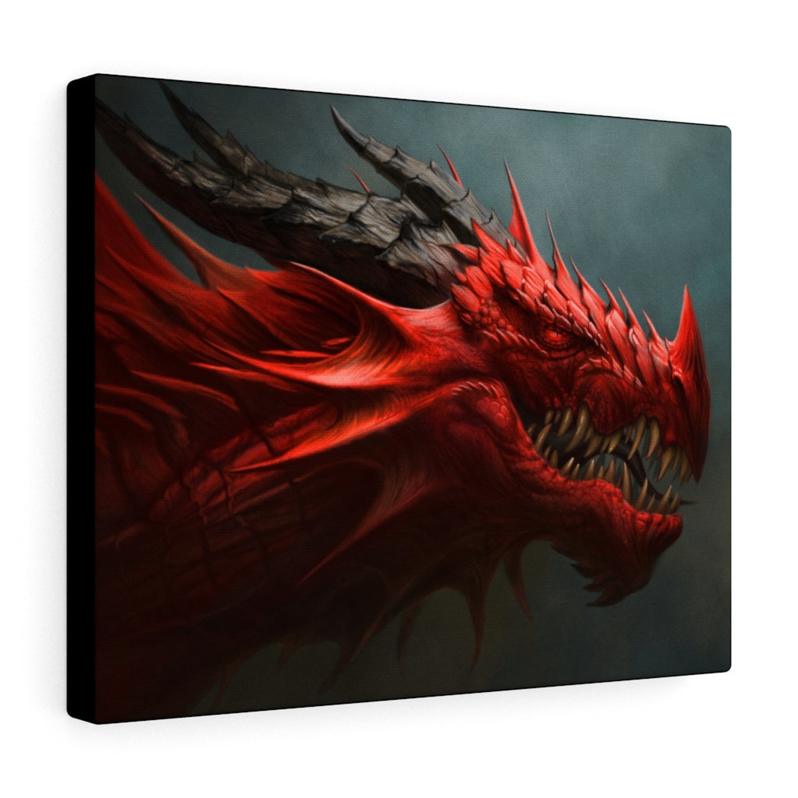 Canvas Fantasy Red Dragon Art Print Dragon Wall Art Canvas Etsy