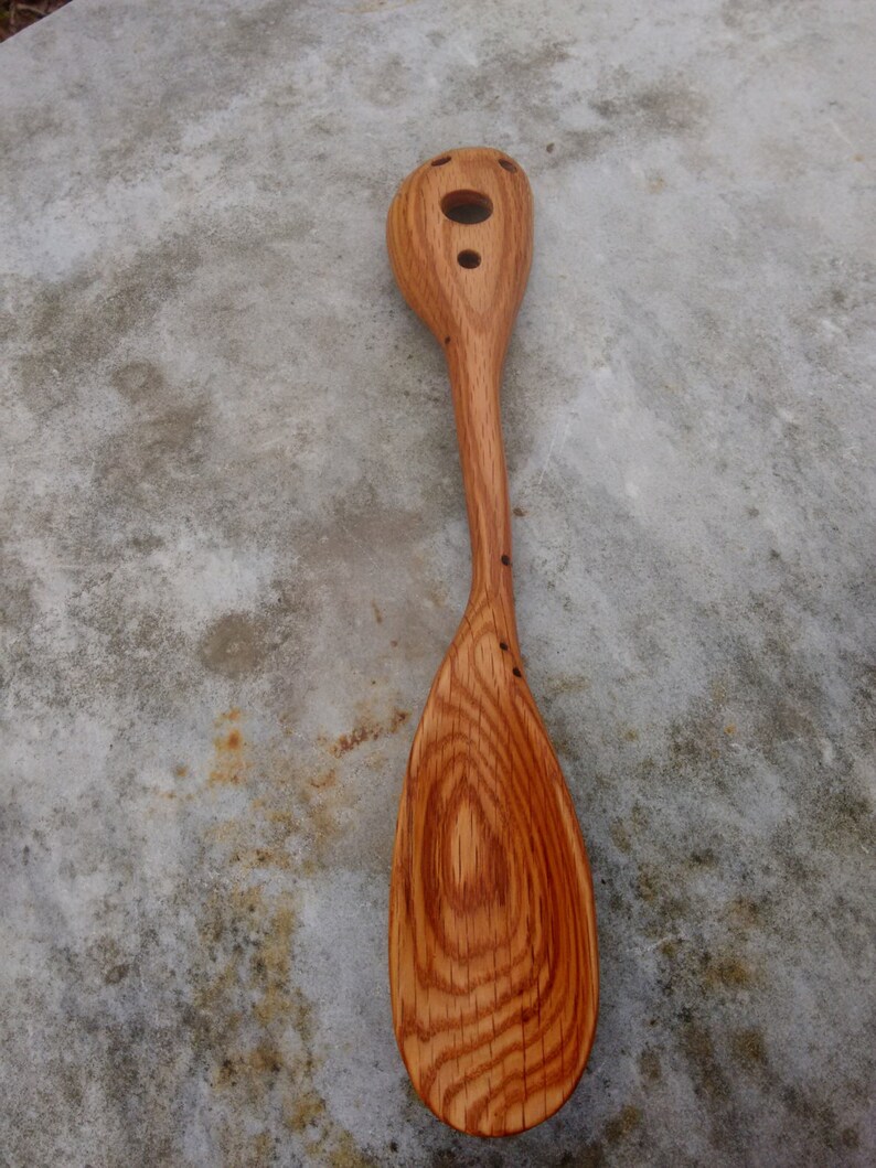Wood Slotted Spoon 2inone Handcarved Oak Slotted Spoon Etsy UK
