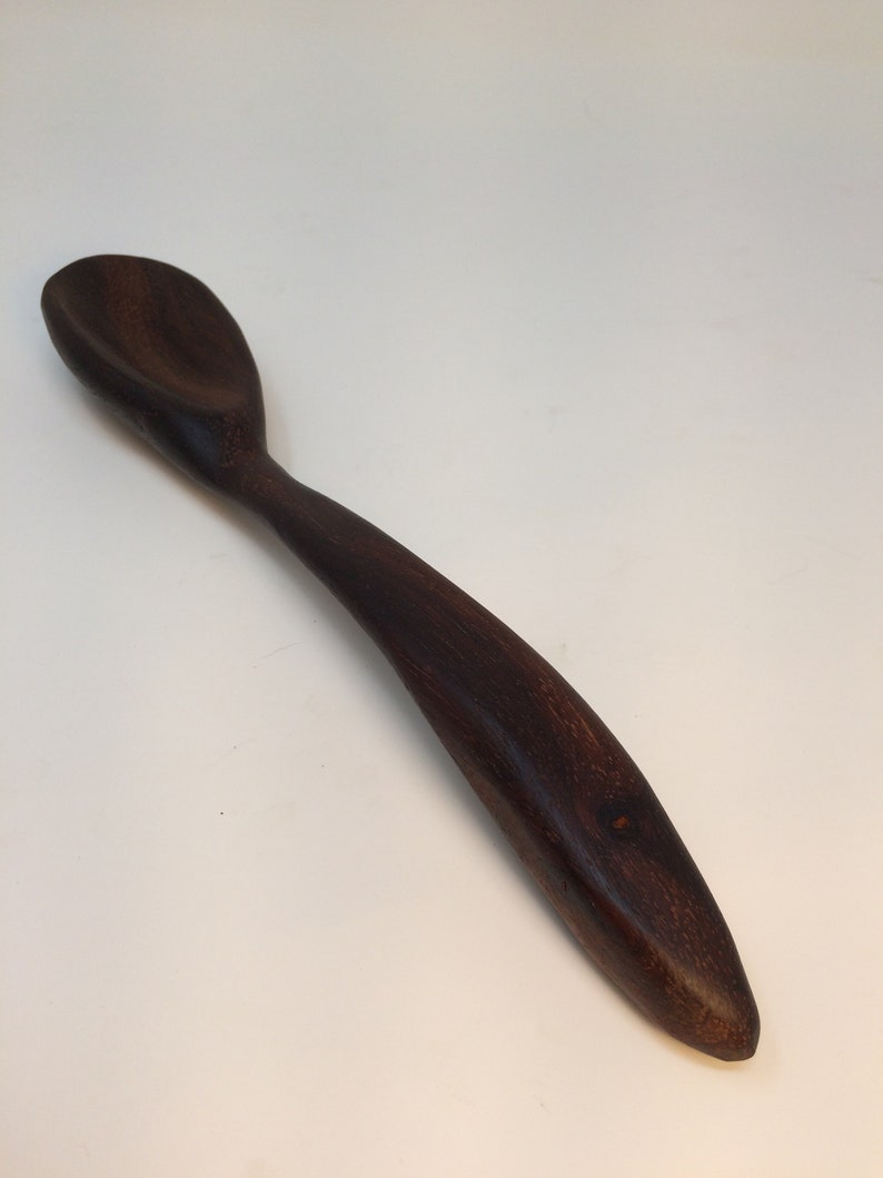 Wood Spoon, Wooden Spoon, Carved Spoon, Hefty Spoon, Carved Spoon, Gorgeous Dark Wood Spoon, Wood Spoon shipping included image 8