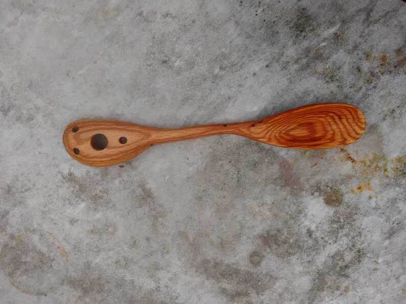 Wood Slotted Spoon 2InOne HandCarved Oak Slotted Spoon Etsy