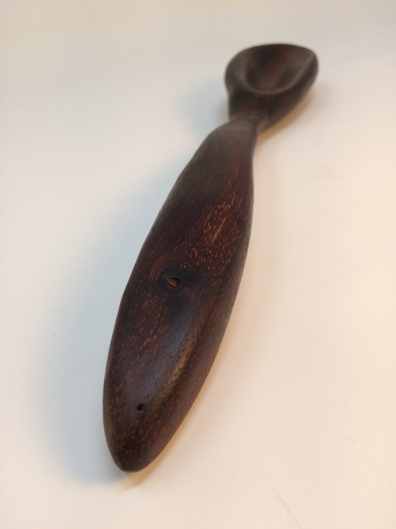 Wood Spoon, Wooden Spoon, Carved Spoon, Hefty Spoon, Carved Spoon, Gorgeous Dark Wood Spoon, Wood Spoon shipping included image 7