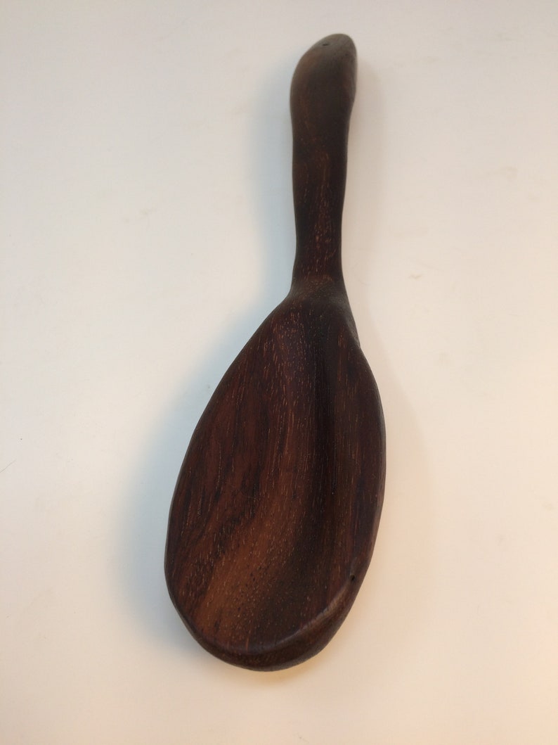 Wood Spoon, Wooden Spoon, Carved Spoon, Hefty Spoon, Carved Spoon, Gorgeous Dark Wood Spoon, Wood Spoon shipping included image 2