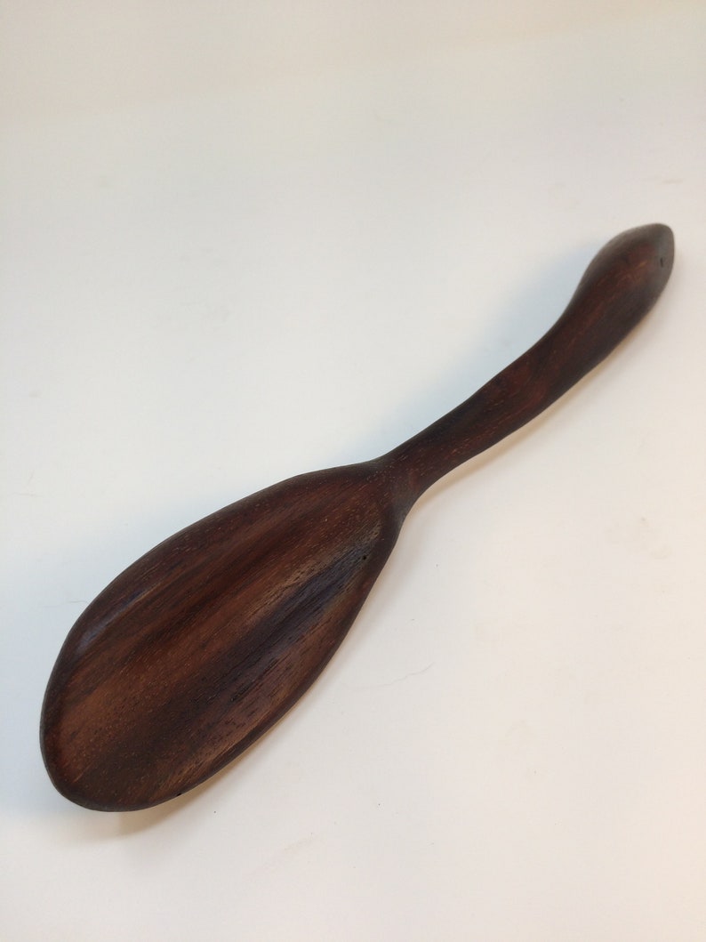 Wood Spoon, Wooden Spoon, Carved Spoon, Hefty Spoon, Carved Spoon, Gorgeous Dark Wood Spoon, Wood Spoon shipping included image 1