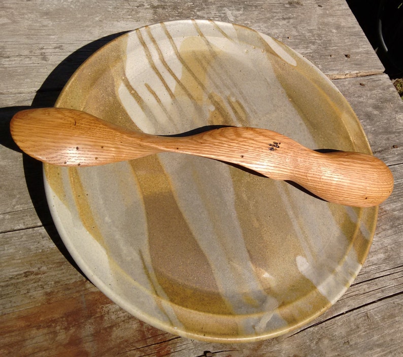 Wood Spoon, Hand-Carved Oak Spoon, Spiral Handle Wood Spoon, Hefty Spoon, Twist Handle Wood Spoon, Carved Oak Spoon free shipping image 4