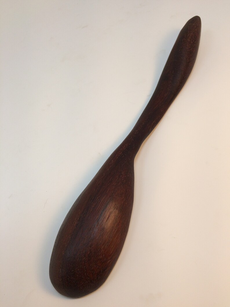 Wood Spoon, Wooden Spoon, Carved Spoon, Hefty Spoon, Carved Spoon, Gorgeous Dark Wood Spoon, Wood Spoon shipping included image 4