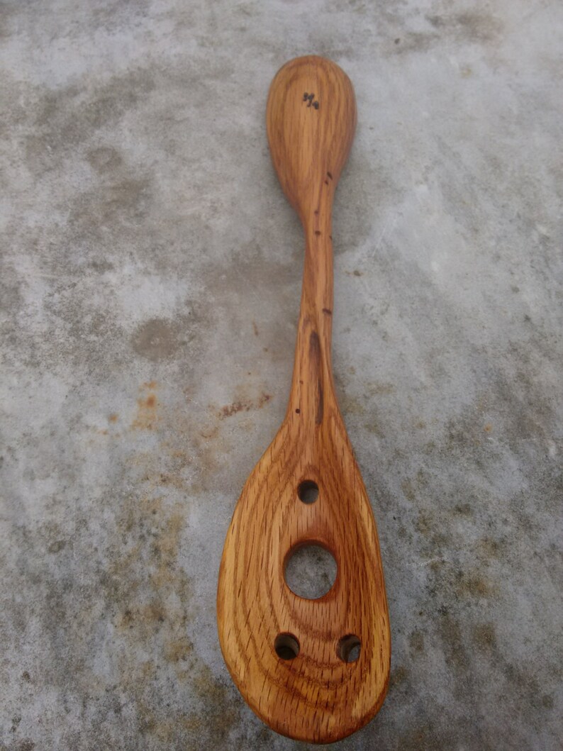 Wood Slotted Spoon 2inone Handcarved Oak Slotted Spoon Etsy UK