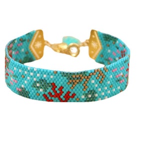 Bracelet cuff miyuki weaving peyote ocean pattern
