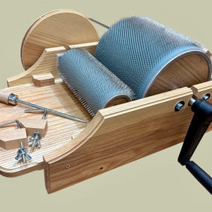 STANDARD Classic Drum Carder - STANDARD pin - Solid ASH Wood - Customizable