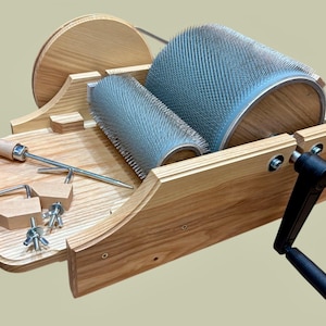 STANDARD Classic Drum Carder - LONG pin - Solid ASH Wood - Customizable