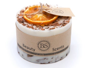 Beauty Scents Handgjort sojavaxljus med doft av apelsin och kanel och strimlade kanelstänger 11146-044