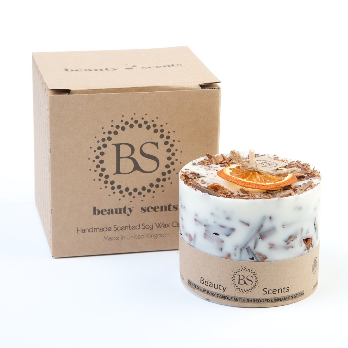 Boîte en Gros de 6 Bougies Cire Soja Faite à La Main Bougies Parfumées avec Bâton Cannelle Déchiquet