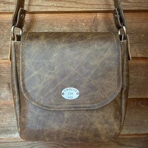 Handmade leather concealed carry messenger bag