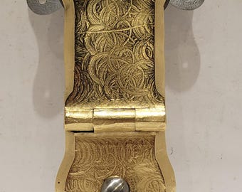 1880's Eagle Solid Brass Antique Trunk Lock with Receiver & Key