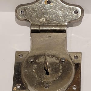 1890&#39;s Eagle Nickel Plated Solid Brass Antique Trunk Lock with Receiver & Key