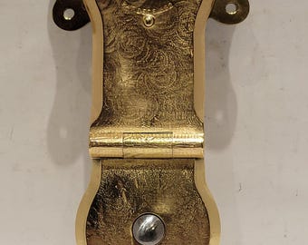1890's Eagle Solid Brass Antique Trunk Lock with Receiver & Key