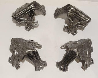 1877 Patent Ornate Barrel Top Antique Trunk Cast Iron Slat Clamp Set