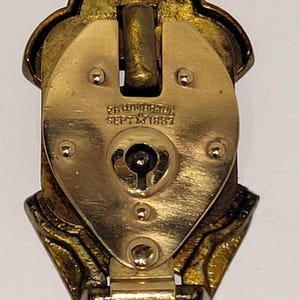 1887 Parent Star Lock Works Ornate Antique Brass & Steel Trunk Lock with Key