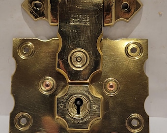 Stunning Star Lock Works 1870 Patent Solid Brass Antique Trunk Lock with Key