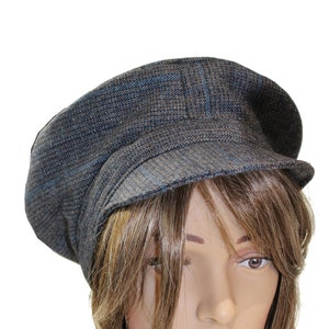 Wool Newsboy Cap (M): Gray & Blue Irish Style Cabbie Hat