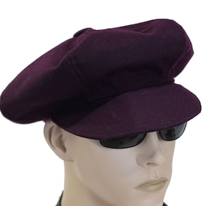 Purple Wool Newsboy Cap: Unisex Baker Boy Hat (Size L)