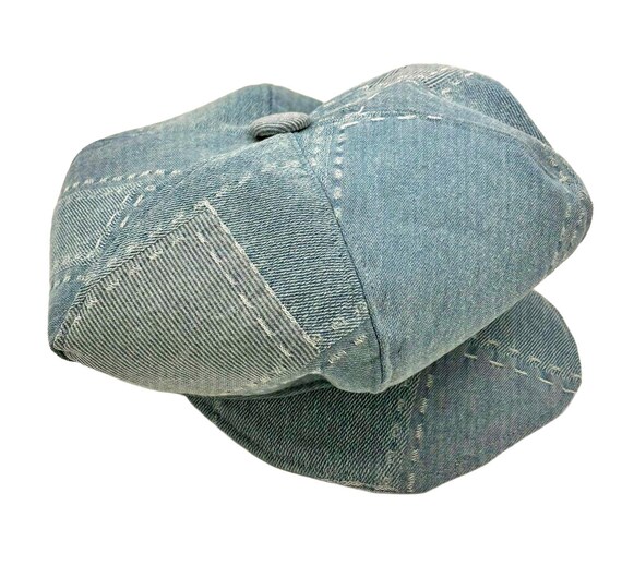 Blue Denim Newsboy Cap: Unisex Bakerboy, Beret (S to M) - Etsy display picture 3