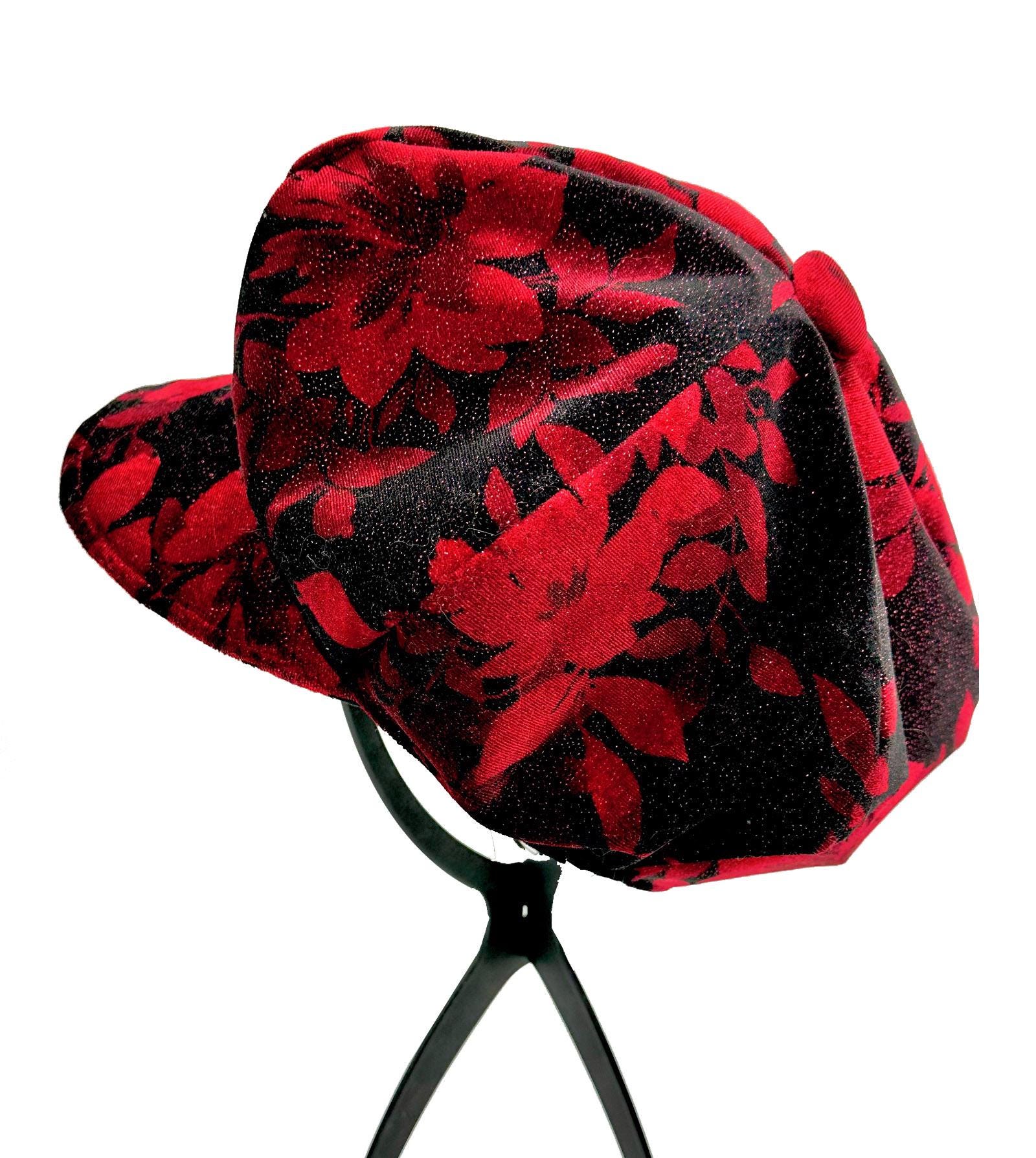 Red Newsboy Baker Boy Hat Rhinestone Embellished Fashion Cap Chic Style Armycrew Elastic Band Sparkle Sequin Glitter Newsboy Cap main image 3