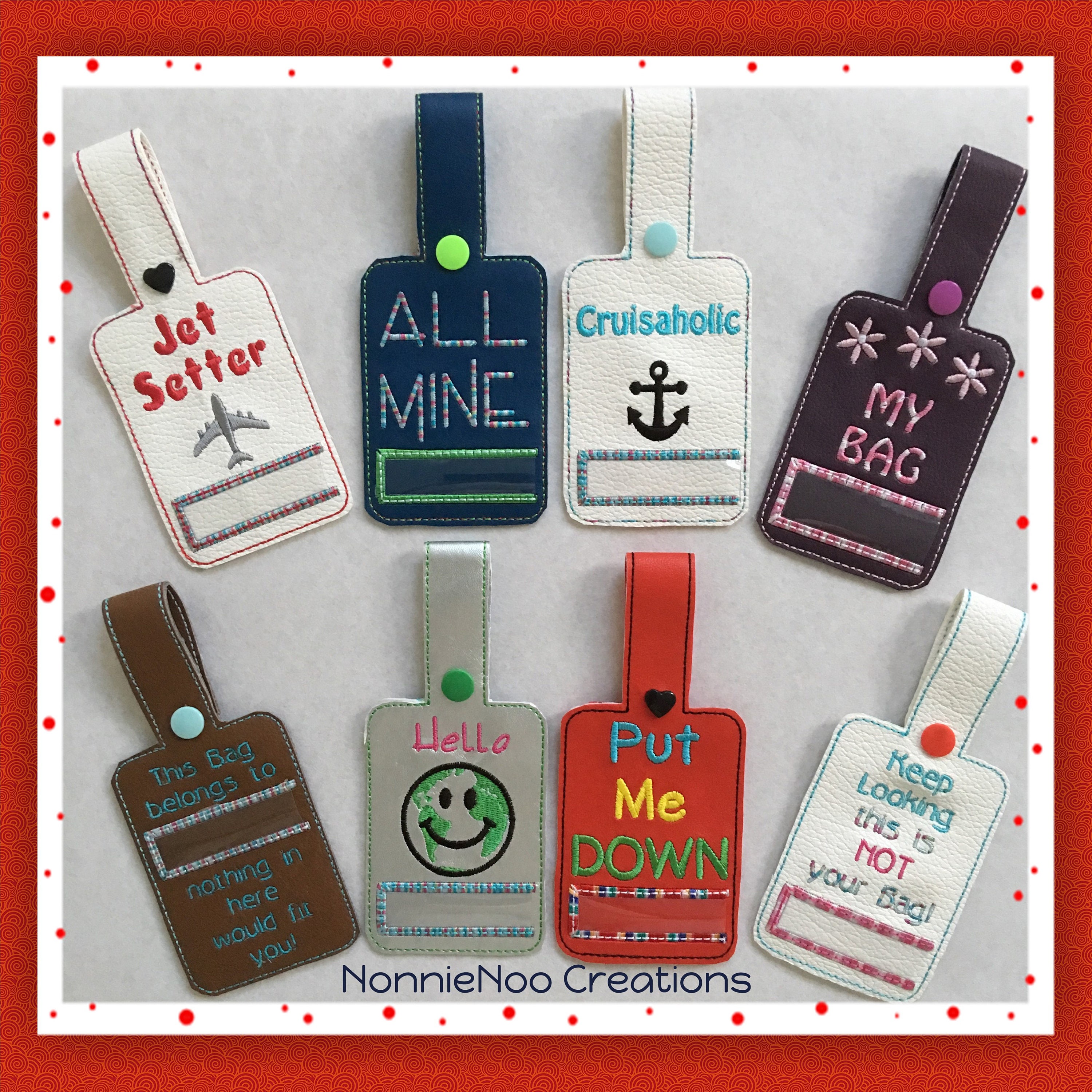 NNC ITH Luggage Tags for the 6x10 Hoop in All Popular