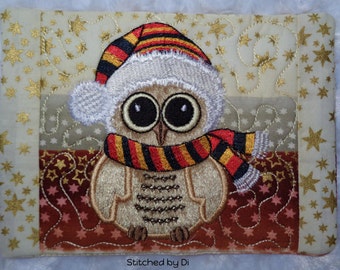 NNC ITH Christmas Owl Mug Rug for the 5x7 hoop in all popular formats